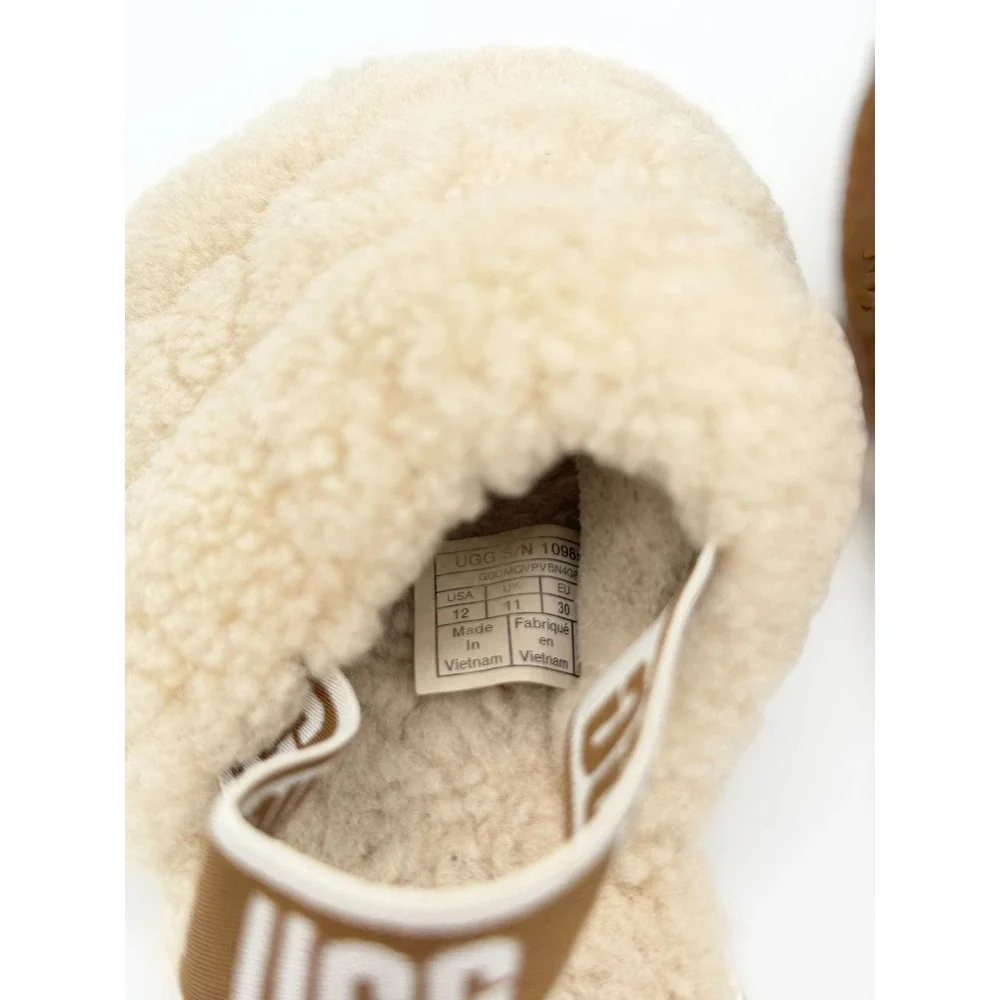 UGG Kids Fluff Yeah Slide Natural Sheepskin Sandal Comfy Casual Size‎ 12 Kids